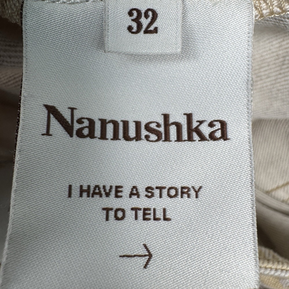 Nanushka Pants‎ Womens 32 Geometric Logo Print Linen Blend Straight With Turn Up - Picture 3 of 14